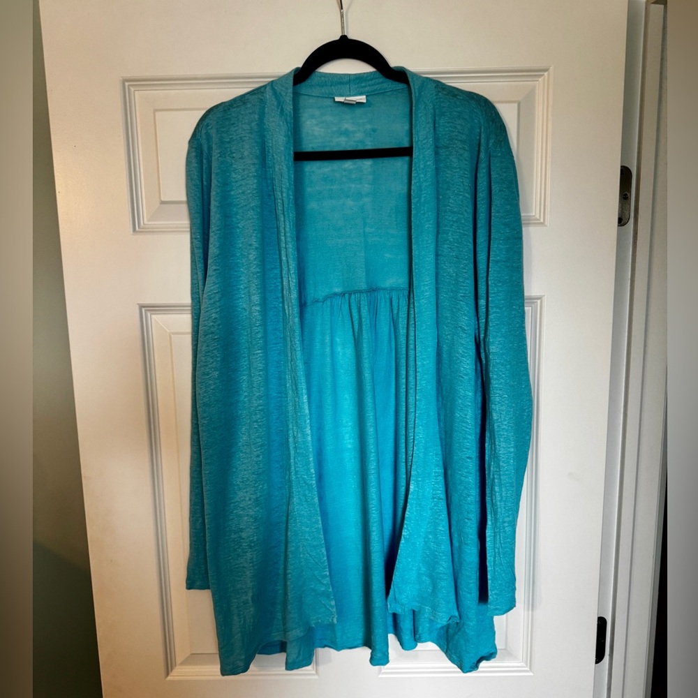 J. Jill Linen Open-Front Cardigan Sweater L